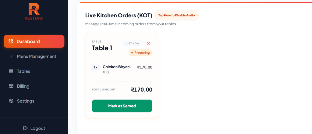 Kitchen Display System Console