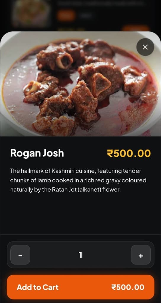 Smart QR Menu Interface